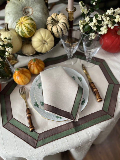 Cleo Limited Edition Linen Appliqué Placemats & Dinner Napkins (8 sets/16 pieces)