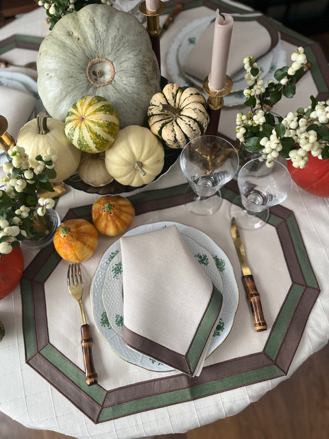 Cleo Limited Edition Linen Appliqué Placemats & Dinner Napkins (8 sets/16 pieces)