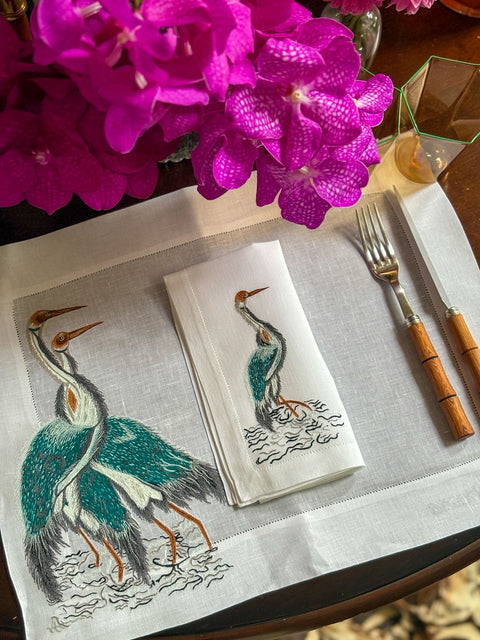 Herons Limited Edition Handcrafted Linen Placemats & Dinner Napkins (6 sets/12 pieces)