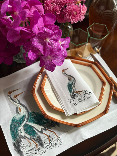 Herons Limited Edition Handcrafted Linen Placemats & Dinner Napkins (6 sets/12 pieces)