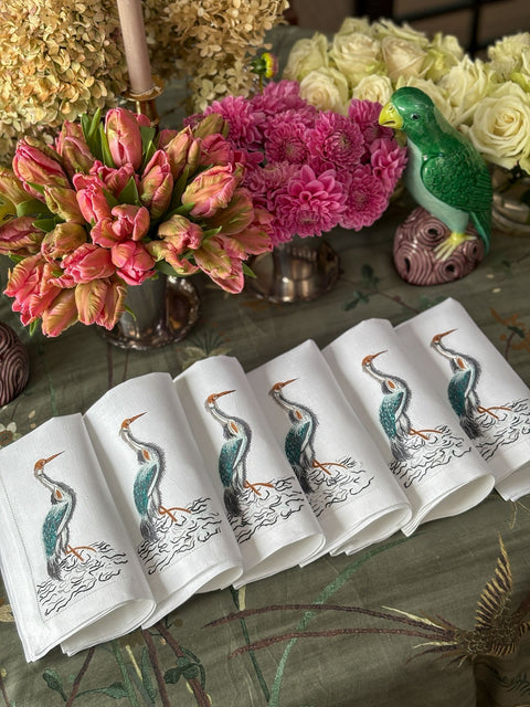 Herons Limited Edition Handcrafted Linen Placemats & Dinner Napkins (6 sets/12 pieces)