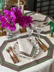 Cleo Limited Edition Linen Appliqué Placemats & Dinner Napkins (8 sets/16 pieces)