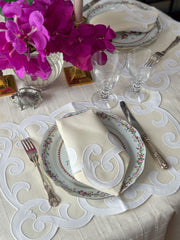 Audrey Limited Edition Linen Appliqué Placemats & Dinner Napkins (8 sets/16 pieces)