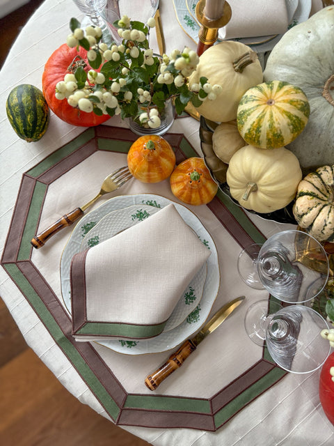 Cleo Limited Edition Linen Appliqué Placemats & Dinner Napkins (8 sets/16 pieces)