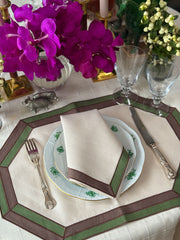 Cleo Limited Edition Linen Appliqué Placemats & Dinner Napkins (8 sets/16 pieces)
