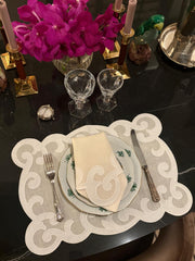 Audrey Limited Edition Linen Appliqué Placemats & Dinner Napkins (8 sets/16 pieces)