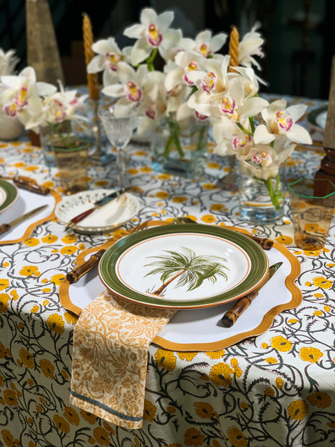 Indian Print Tablecloth | Indian Marigold Tablecloth | DLIFESTYLEUK