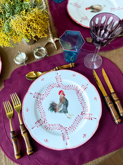 Roosters & Hens Limited Edition Handpainted Dinner Plates (set of 4)