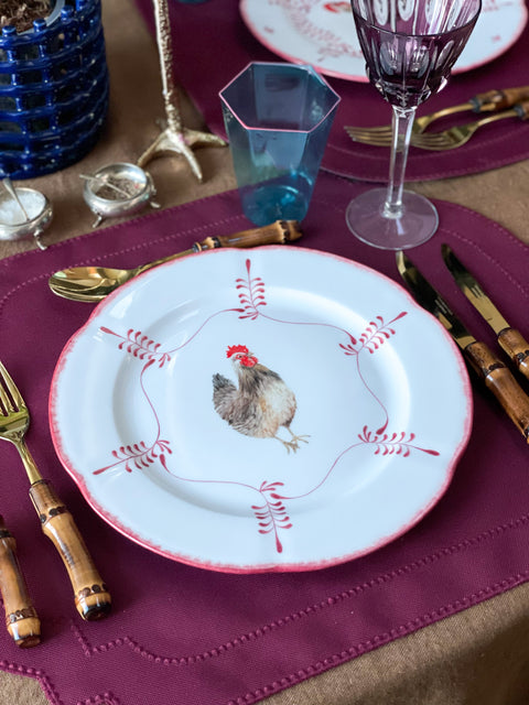 Roosters & Hens Limited Edition Handpainted Dinner Plates (set of 4)
