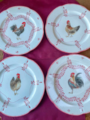 Roosters & Hens Limited Edition Handpainted Dinner Plates (set of 4)