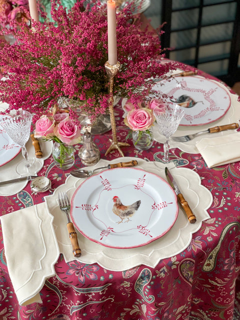 Roosters & Hens Limited Edition Handpainted Dinner Plates (set of 4)